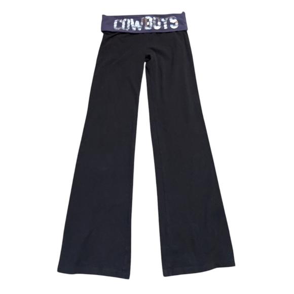 Y2K Victoria's Secret PINK Love Pink Cowboys Foldover HTF Yoga Pants Flare Large - Picture 1 of 6